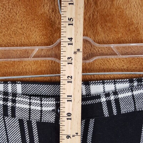 FREE PEOPLE Womens Pants Size 2 Black White Plaid Skinny Leg Knit Zip Up Stretch - Picture 5 of 8